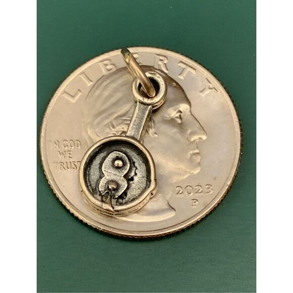 .925 Frying Pan with Fried Eggs Sterling Silver Jewelry Charm #cook - Picture 2 of 3